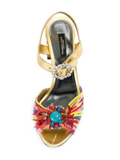 DOLCE & GABBANA Keira sandals ~ metallic chunky block heels - flipped
