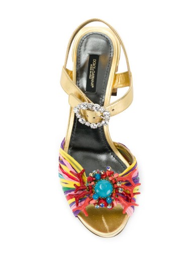 DOLCE & GABBANA Keira sandals ~ metallic chunky block heels