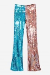 TOPSHOP Double Sequin Flares – metallic trousers – festival glam