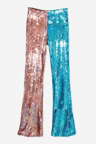 TOPSHOP Double Sequin Flares – metallic trousers – festival glam - flipped