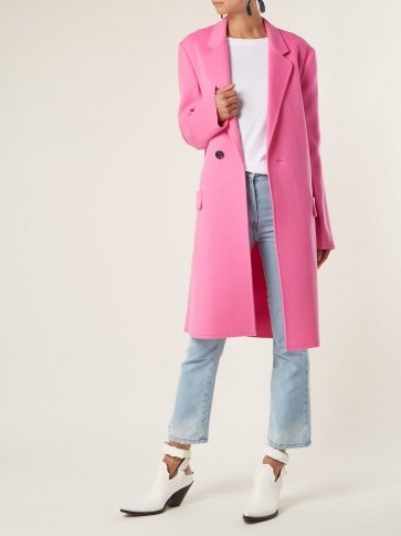 HELMUT LANG Pink Double-faced wool-blend coat - flipped