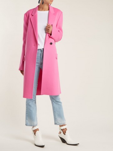HELMUT LANG Pink Double-faced wool-blend coat