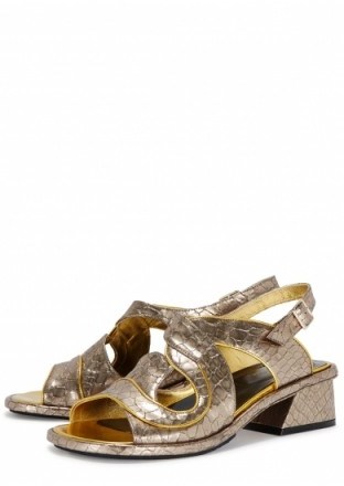 DRIES VAN NOTEN Silver python-effect leather sandals – silver snake prints - flipped