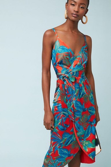 Nicole Miller New York Electric Floral Wrap Dress in dark turquoise ~ chic summer evenings - flipped