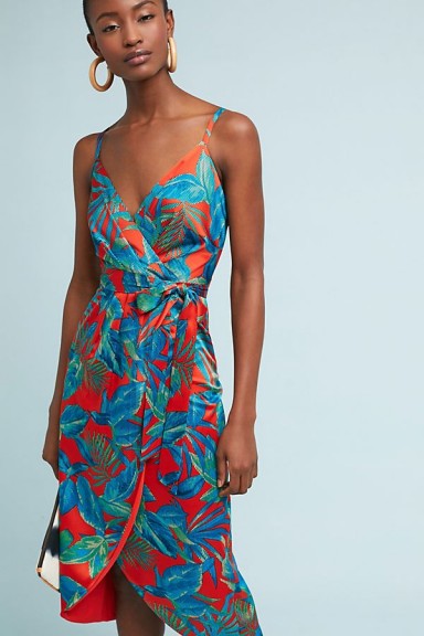 Nicole Miller New York Electric Floral Wrap Dress in dark turquoise ~ chic summer evenings