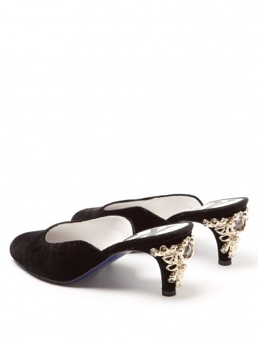 KOCHÉ Embellished-heel black velvet mules - flipped