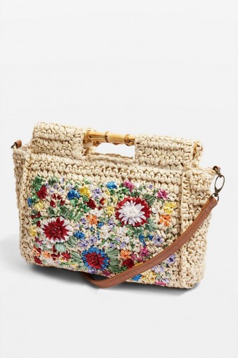 Topshop Embroidered Bamboo Tote Bag | cute floral top handle bags