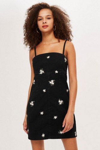 Topshop Embroidered Denim Bodycon Dress | strappy summer fashion - flipped
