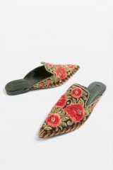 Topshop Embroidered Mules | pointed bohemian flats