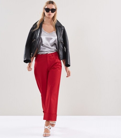 REISS ETONI WIDE-LEG TROUSERS RED ~ casual chic - flipped