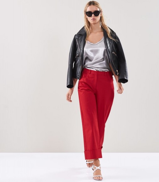REISS ETONI WIDE-LEG TROUSERS RED ~ casual chic
