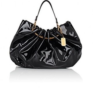 FAITH CONNEXION Black PVC Pouch Bag ~ ruched handbags - flipped