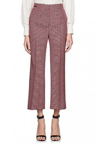 FENDI Checked Wool Crop Trousers ~ red check print pants