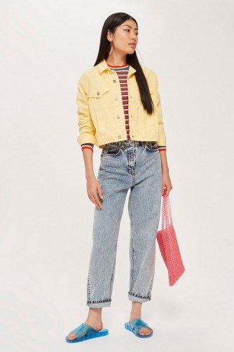 Topshop Fitted Yellow Denim Jacket - flipped