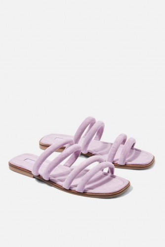 Topshop Flat Tubular Lilac Sandals | leather flats - flipped