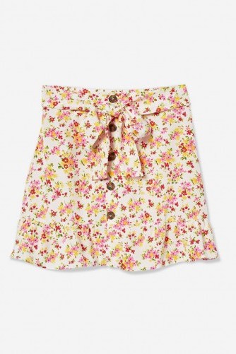 Topshop Floral Tie Button Skirt | cute summer mini - flipped