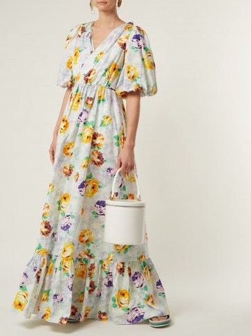 MSGM Floral-print cotton dress ~ ruffle hem maxi dresses - flipped