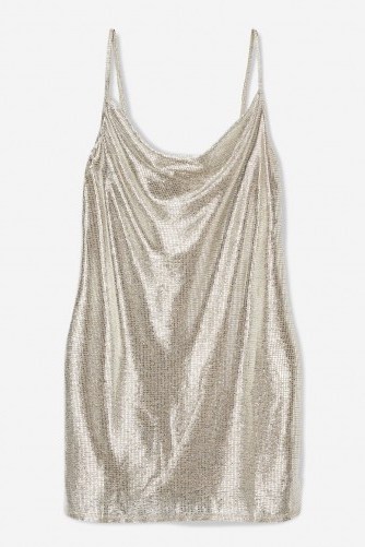 Topshop Foil Cowl Mini Dress | silver slip dresses - flipped