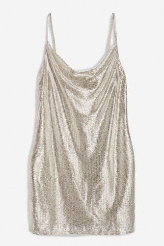 Topshop Foil Cowl Mini Dress | silver slip dresses