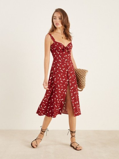 Reformation Frankfort Dress Angeles | red front tie summer frocks - flipped