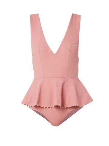 MARYSIA SWIM French Gramercy Maillot swimsuit ~ pink peplum - flipped