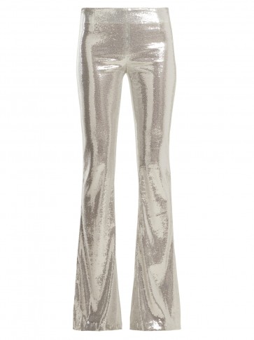 GALVAN Galaxy sequin flared trousers ~ glamorous metallic-silver pants