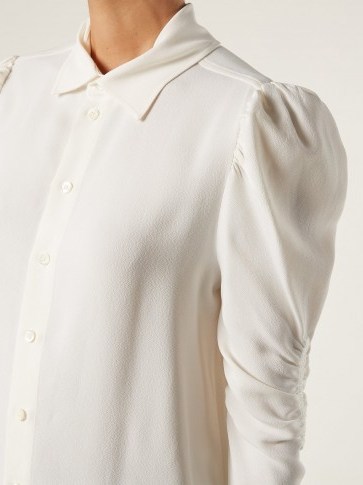 SEE BY CHLOÉ White Gather detailed shirt ~ ruched sleeves - flipped