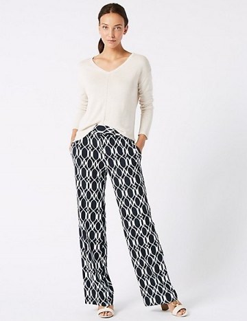 M&S COLLECTION Geometric Print Wide Leg Trousers ~ everyday style - flipped