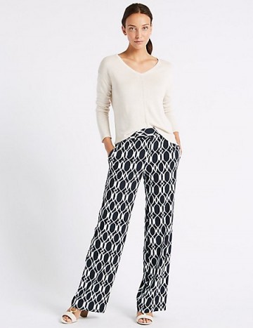 M&S COLLECTION Geometric Print Wide Leg Trousers ~ everyday style