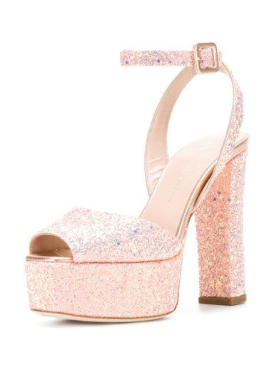 GIUSEPPE ZANOTTI DESIGN Betty sandals in Rosa – pink glitter platforms - flipped