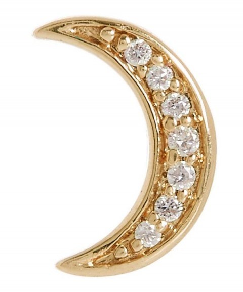 ANDREA FOHRMAN Gold White Diamond Mini Crescent Moon Stud Earring / celestial jewellery - flipped