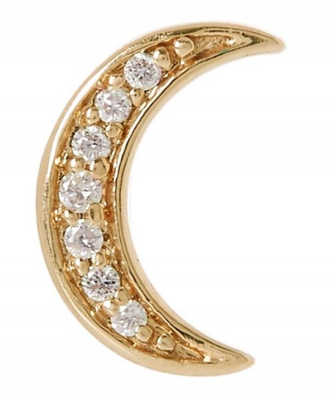 ANDREA FOHRMAN Gold White Diamond Mini Crescent Moon Stud Earring / celestial jewellery