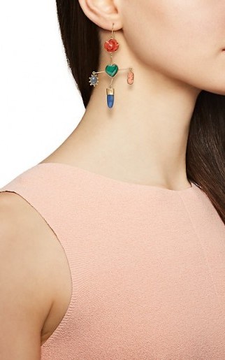 GRAINNE MORTON Cross Mismatched Drop Earrings ~ beautiful multicoloured gemstones - flipped