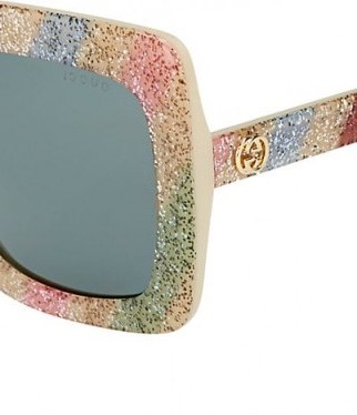 GUCCI GG0328S Sunglasses ~ glitter rainbow striped eyewear - flipped