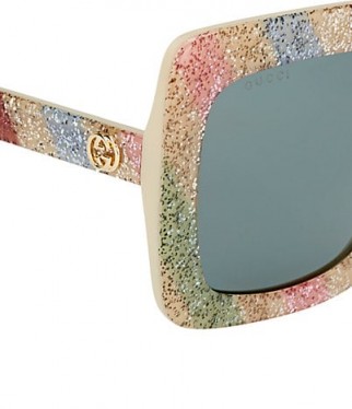 GUCCI GG0328S Sunglasses ~ glitter rainbow striped eyewear
