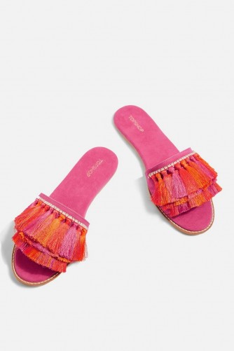 Topshop Heather Tassel Sandals | pink boho flats
