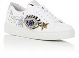 HELENA & KRISTIE Embellished Leather Sneakers | white jewelled trainers