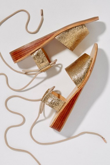 Hudson London Calia Metallic-Leather Sandals ~ strappy gold summer wedges