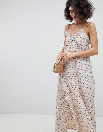 Intropia Printed Midi Slip Dress | wrap style cami frock - flipped