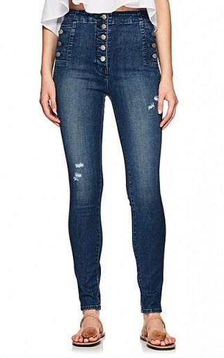 J BRAND Natasha Skinny Jeans Mid Blue ~ button detail denim skinnies - flipped