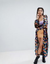 Jaded London Festival Maxi Kimono In Rainbow Sequins | long oriental style jackets