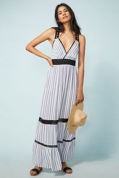 Lilka Jaluit Striped Maxi Dress | plunge front summer style - flipped