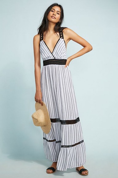 Lilka Jaluit Striped Maxi Dress | plunge front summer style