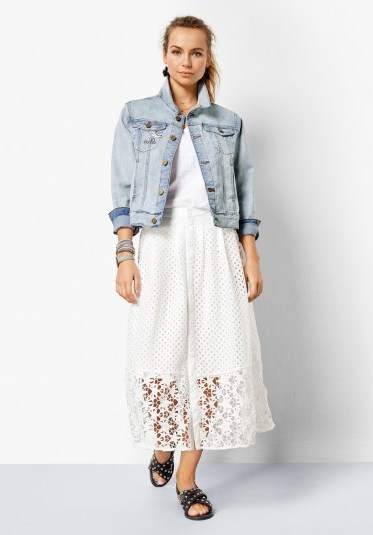 hush Kempton Lace Skirt in White | cut-out stars - flipped
