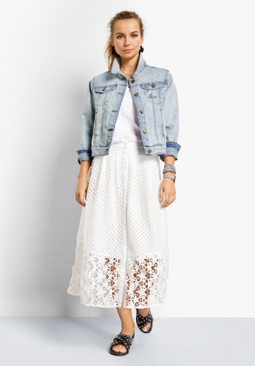 hush Kempton Lace Skirt in White | cut-out stars