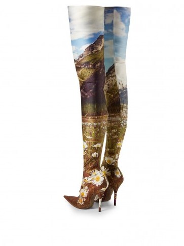 BALENCIAGA Knife over-the-knee boots ~ mountain landscape prints - flipped