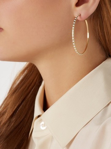 MARC ALARY 18kt gold and white enamel hoop earrings ~ statement jewellery - flipped
