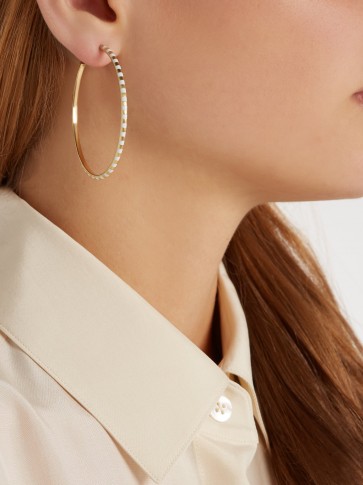 MARC ALARY 18kt gold and white enamel hoop earrings ~ statement jewellery