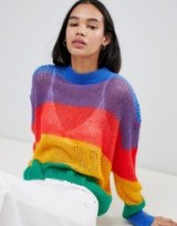 Lazy Oaf Rainbow Knitted Jumper – multicoloured – knitwear – sheer – oversized – slouchy
