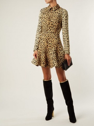 VALENTINO Leopard-print wool-silk crepe dress ~ glamorous fit and flare - flipped
